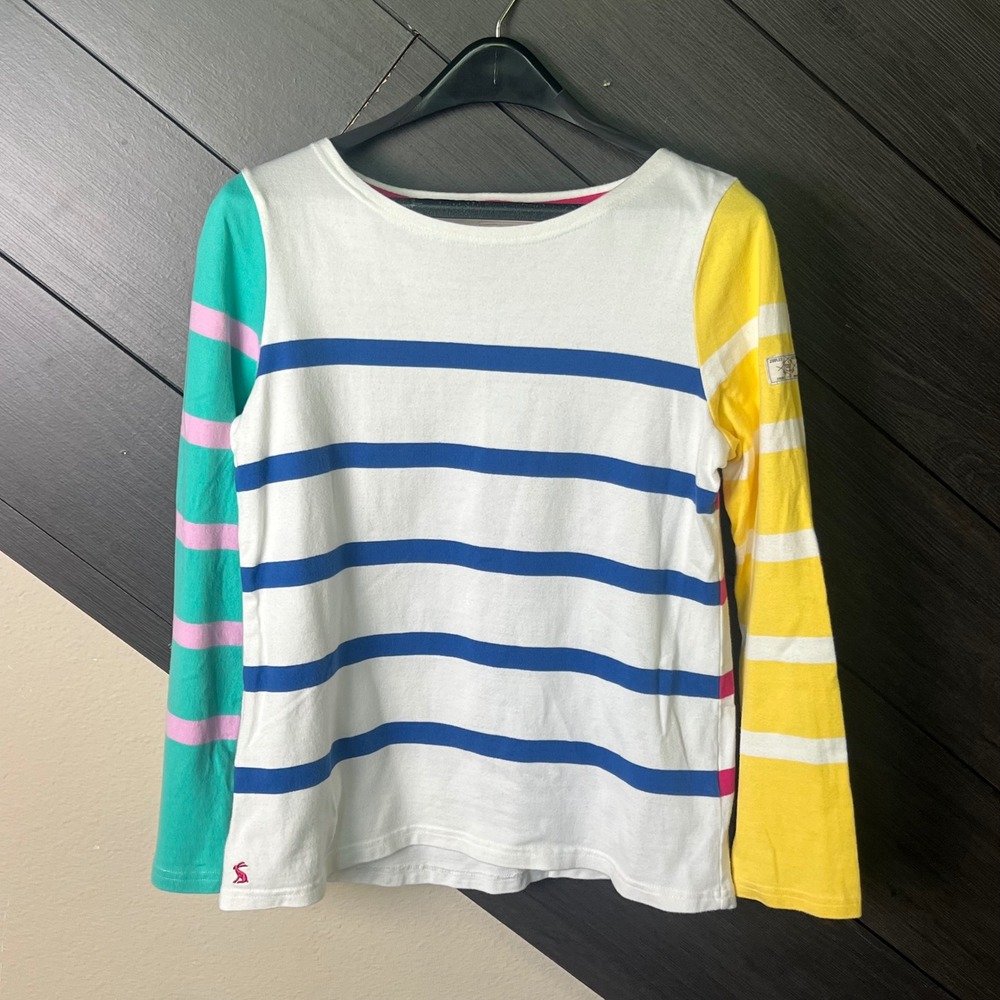 Joules Women's Long Sleeve Stripe Nautical‎ Colorblock Top US 10 Multicolor